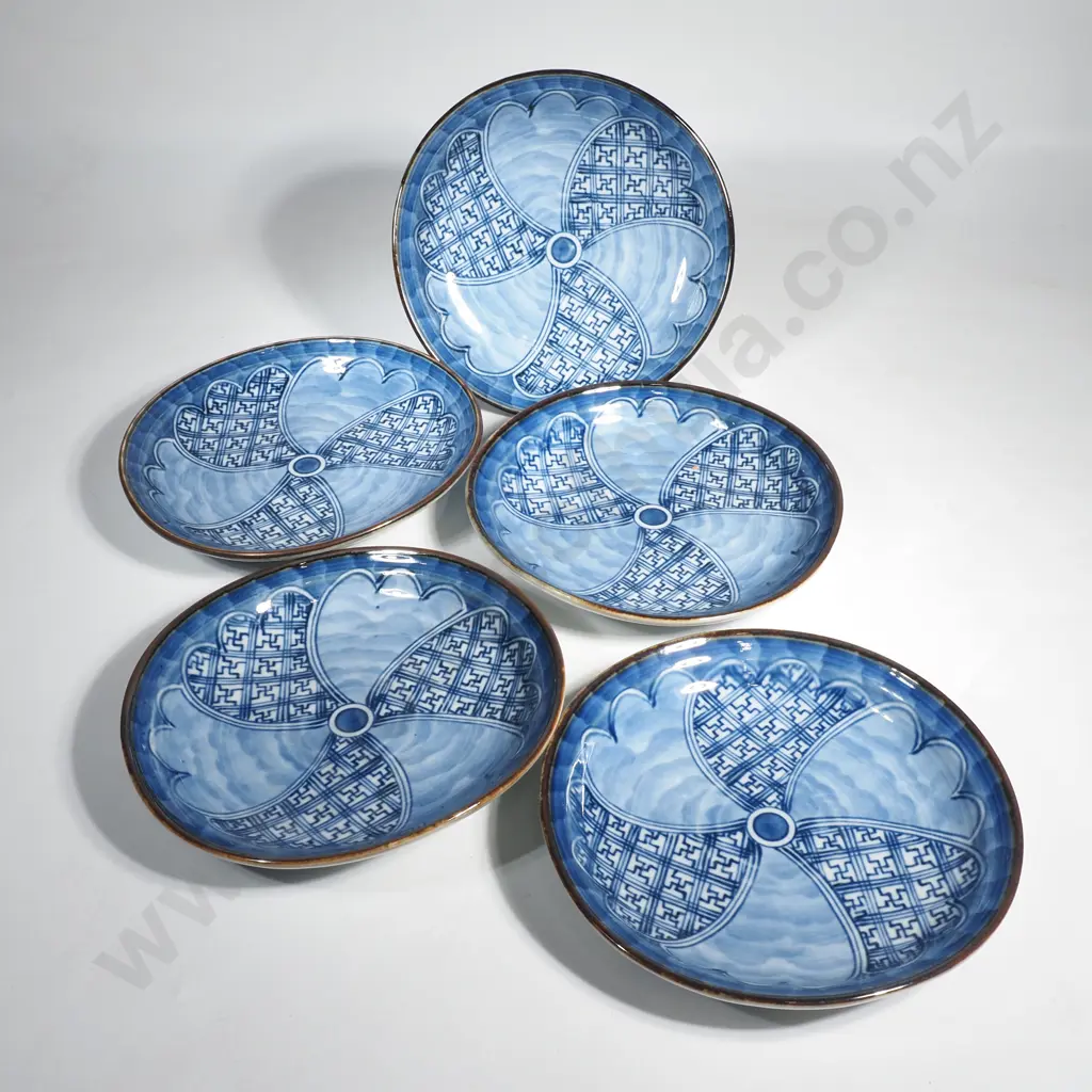 Five Japanese Mino Ware Porcelain Plates Image 1++