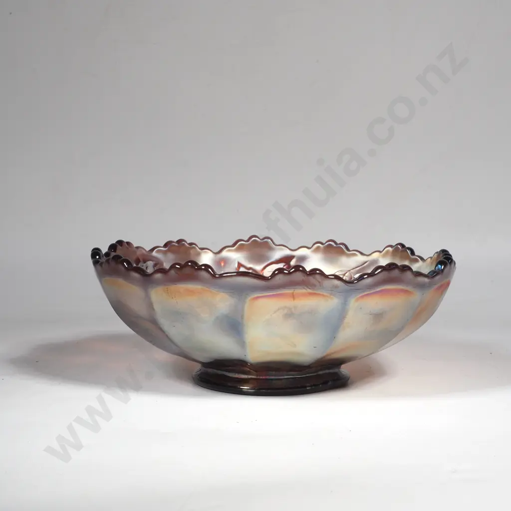 Vintage Fenton Carnival Glass Bowl - Grape & Leaf Image 1++