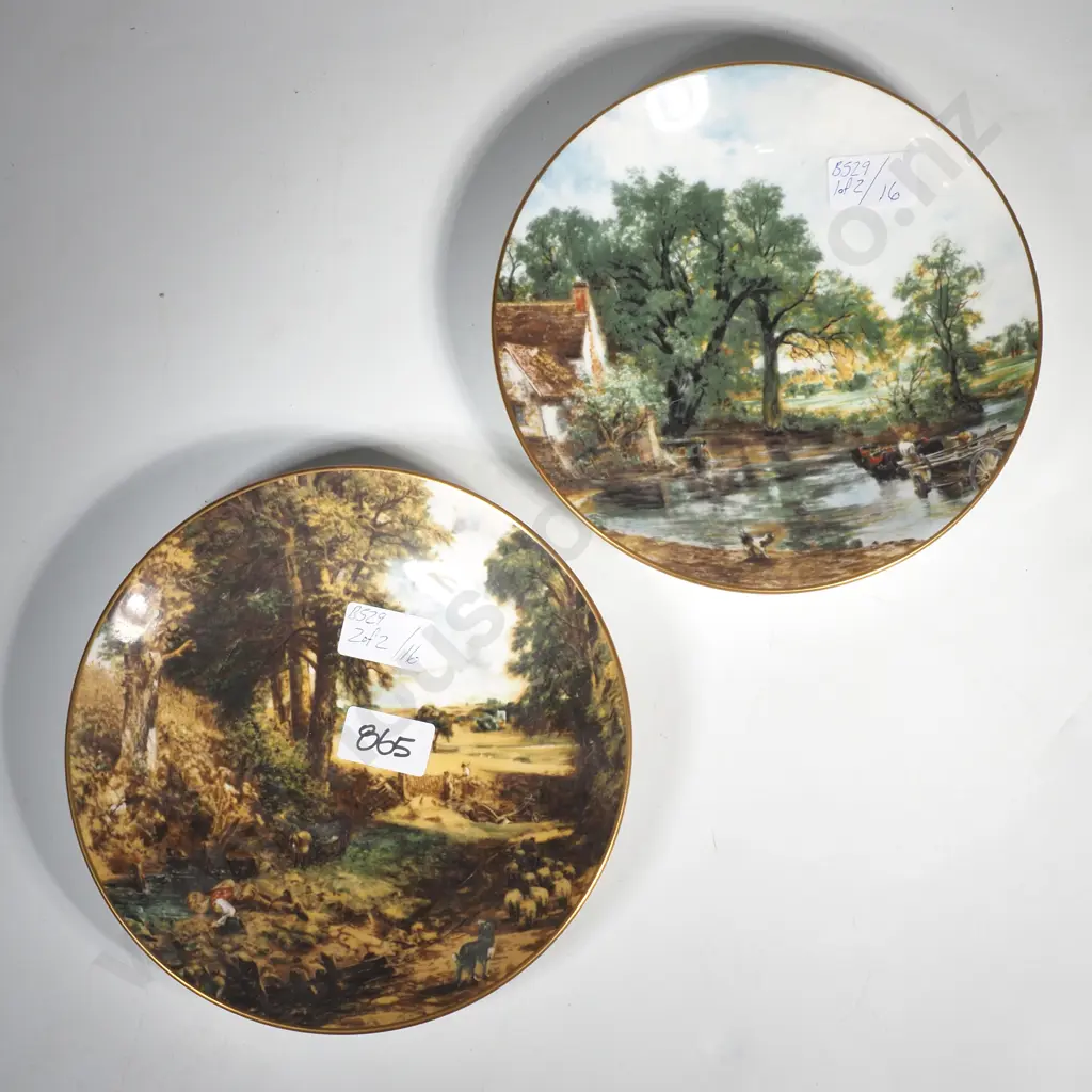 Two Crown Staffordshire Bone China Plates - John Constable Scenes Image 1++