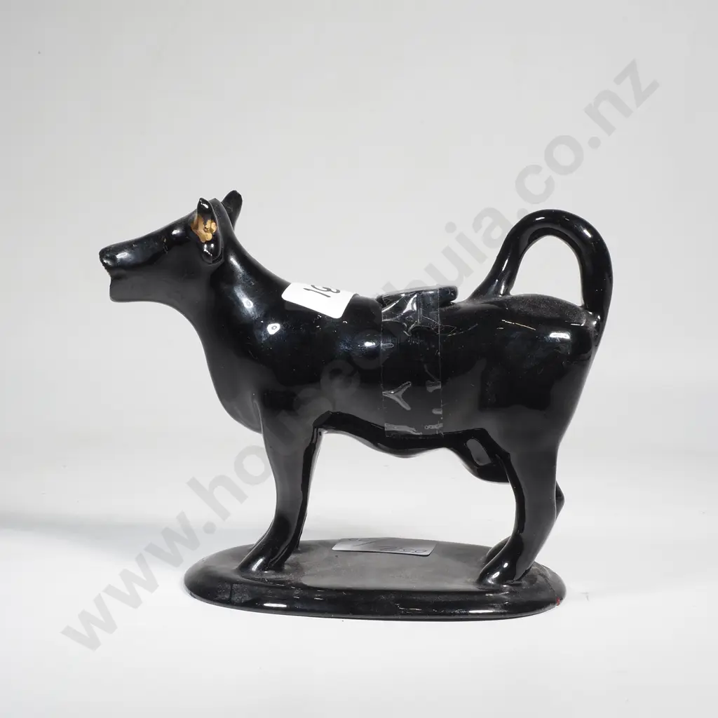 Antique English Jackfield Pottery Cow Creamer - Circa 1870 Image 1++