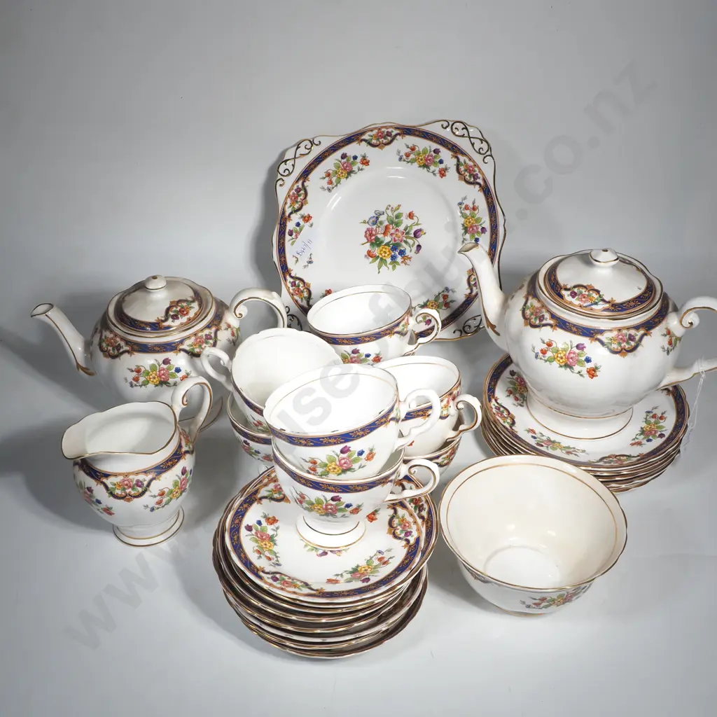 Tuscan Tea Set w Two Teapots , Sugar Bowl & Jug, Eight Cups, Seven Saucers, Six Side Plates, Cake Plate & Small Plate Image 1++