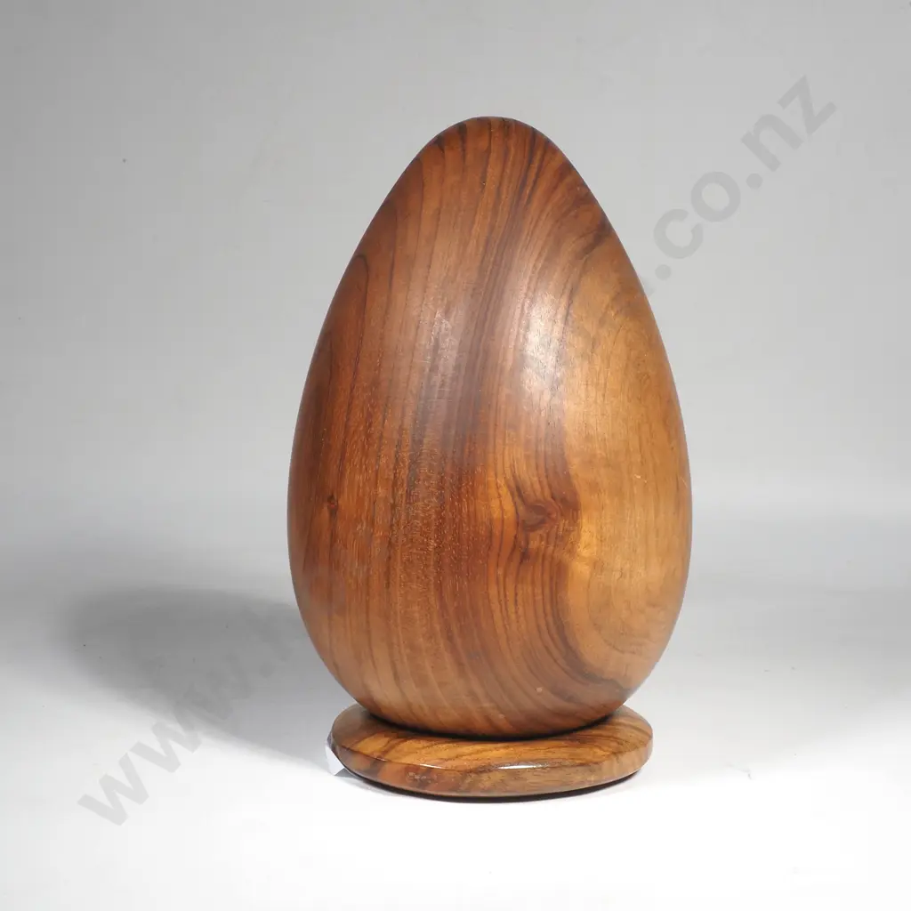 Hand Made Hard Wood Timber Egg w Stand Image 1++