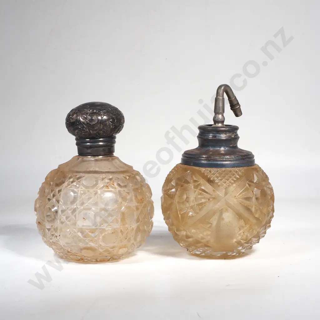 Silver Topped & Capped Glass Perfume & Atomizer Bottles Image 1++