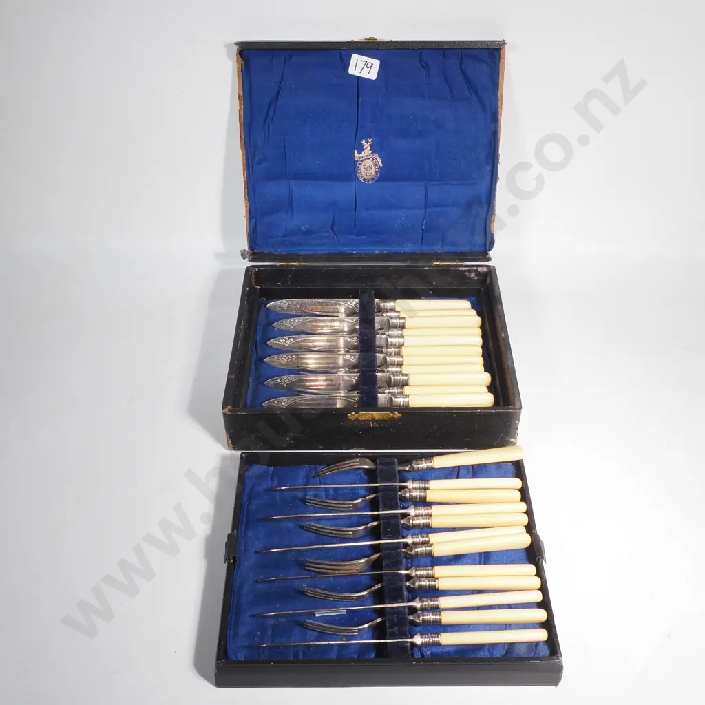 Antique Faux Bone Handled Fruit Set - 12 Place setting Image 1++