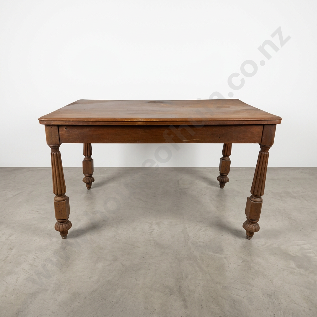 Vintage Mahogany  Dining Table on Four Fluted  & Turned Legs Image 1++