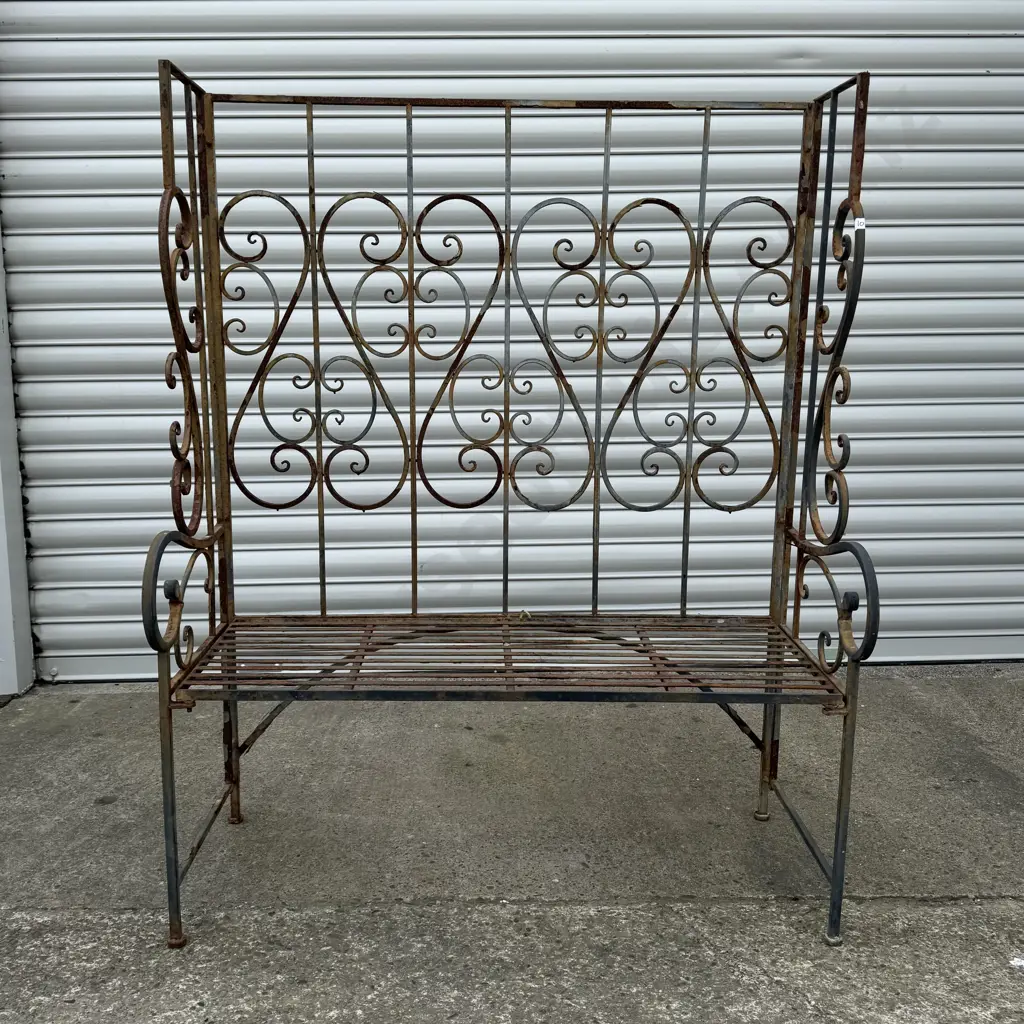 Large Folding Wrought Iron Stand, Possibly for Potted Plants Image 1++