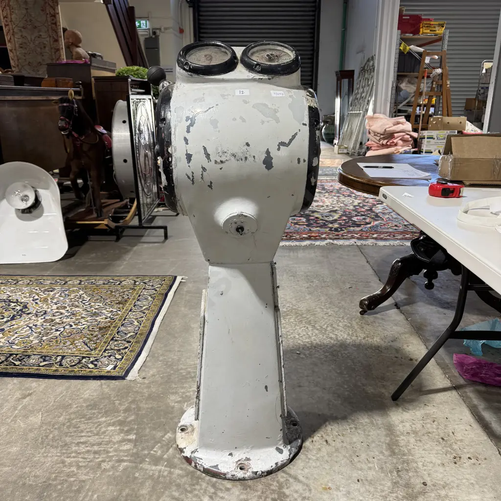 Vintage Robinson & Co Ltd Liverpool Ships Engine Order Telegraph w White Painted Pedestal Body & a Central Control Lever Image 1++