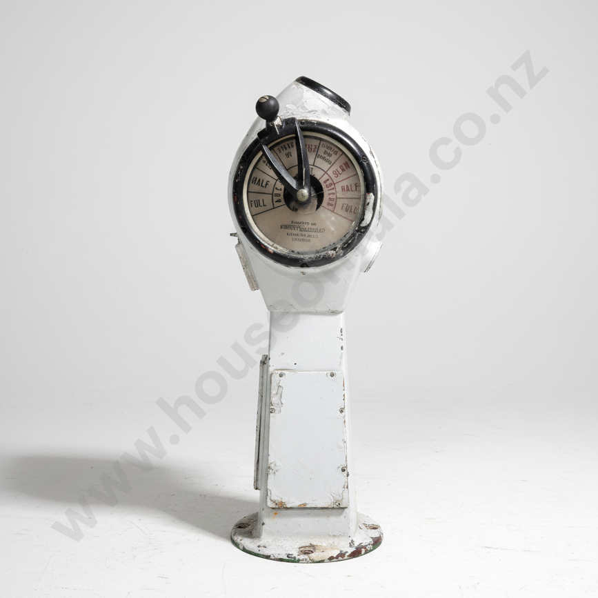 Vintage Robinson & Co Ltd Liverpool Ships Engine Order Telegraph w White Painted Pedestal Body & a Central Control Lever Image 1++