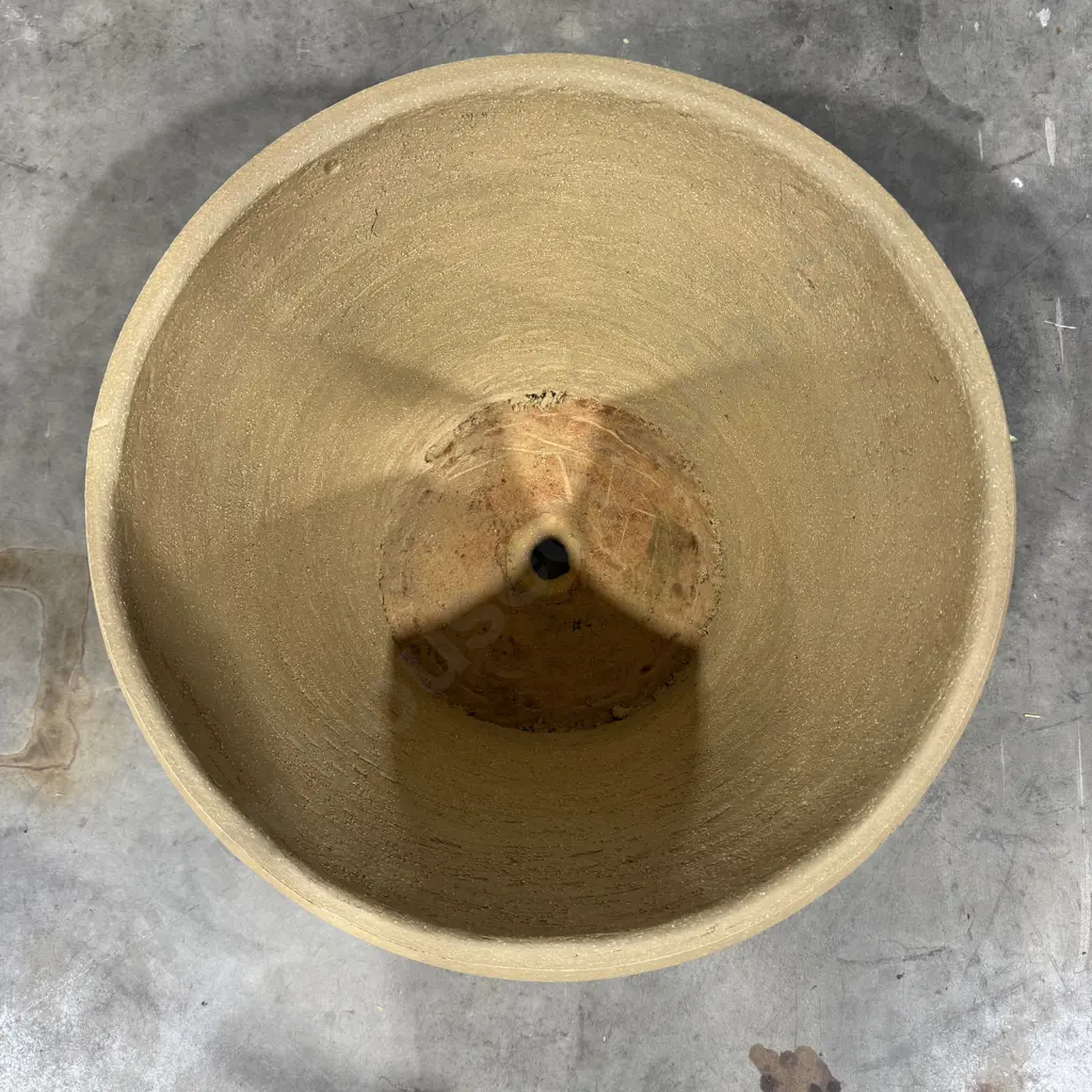 Burrelli Beige Terracotta Pot w Textured Matte Finish & Banded Body Image 1++