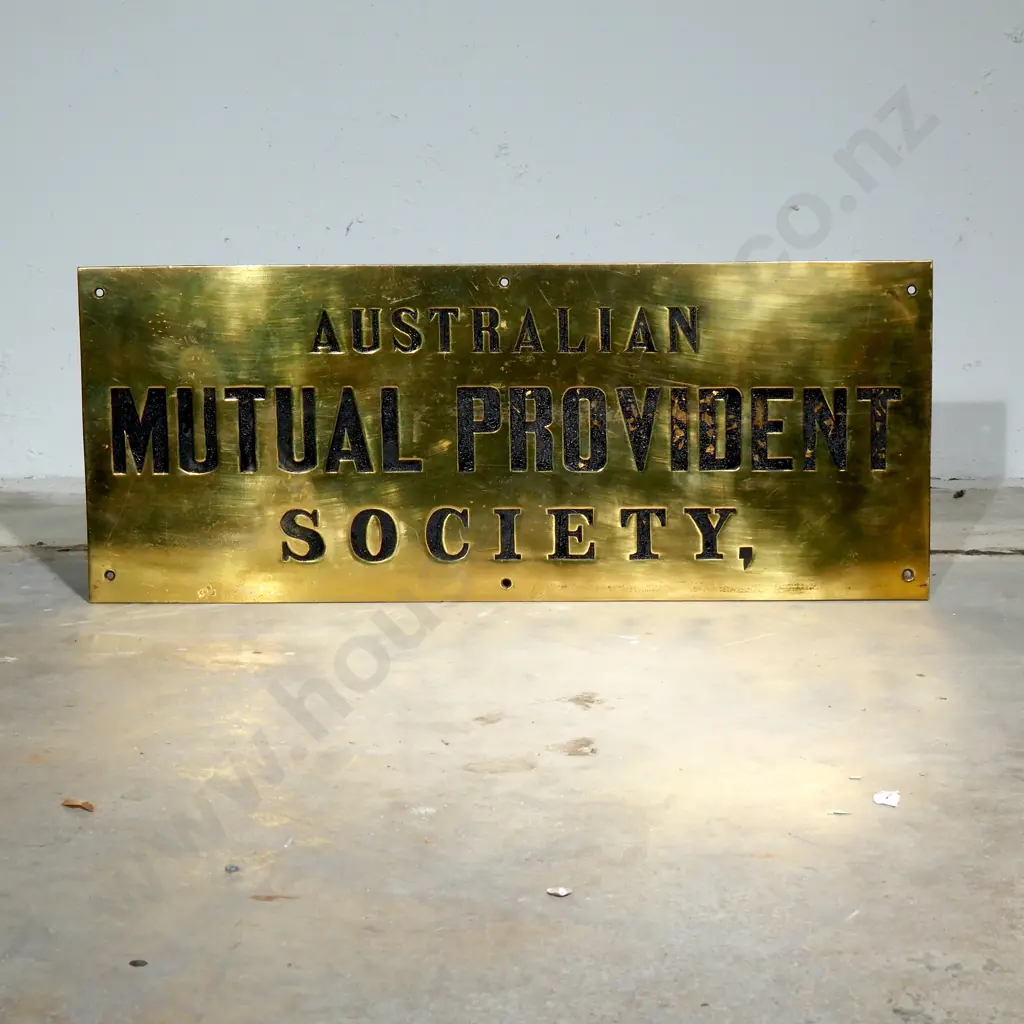 Heavy Antique Brass Plaque for Australian Mutual Provident Society Image 1++