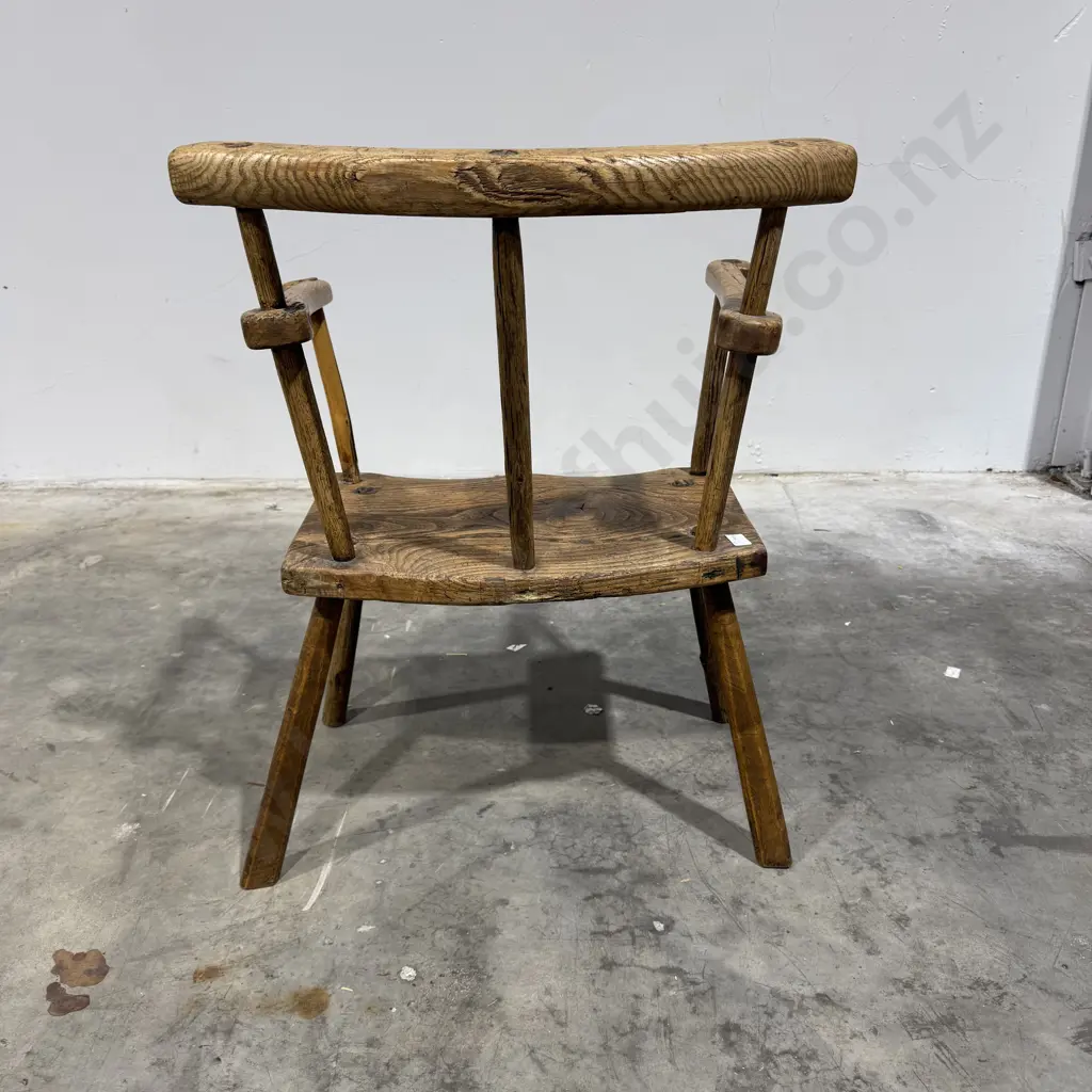 Antique Primitive Irish Country Stick Back Armchair w Pegged Construction Image 1++