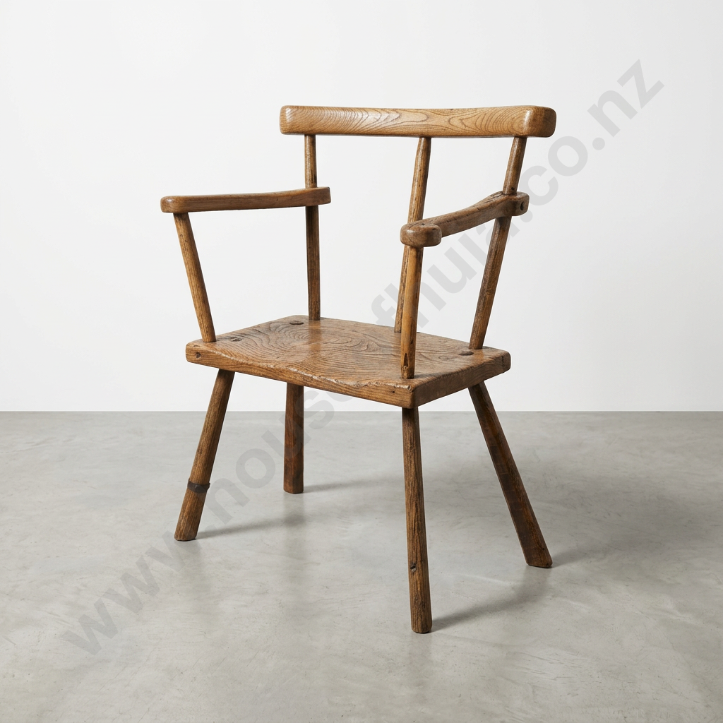 Antique Primitive Irish Country Stick Back Armchair w Pegged Construction Image 1++