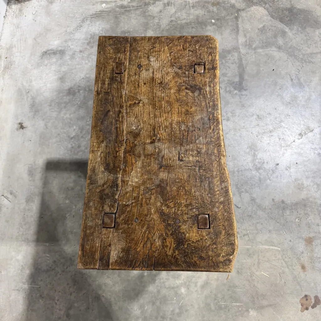 Antique Rustic Oak Country Small Table Image 1++