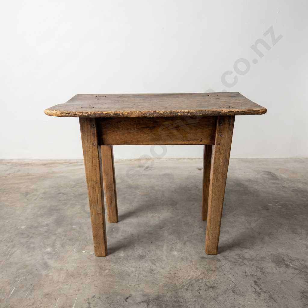 Antique Rustic Oak Country Small Table Image 1++