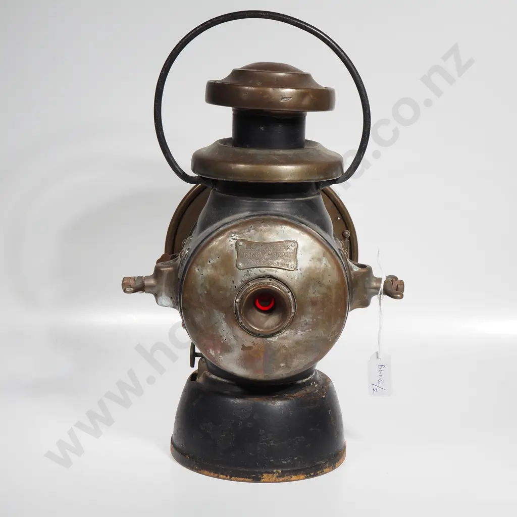 Vintage Joseph Lucas Ltd 'King of the Road' Carriage Lamp Model 742 in Brass & Black Painted Steel Image 1++
