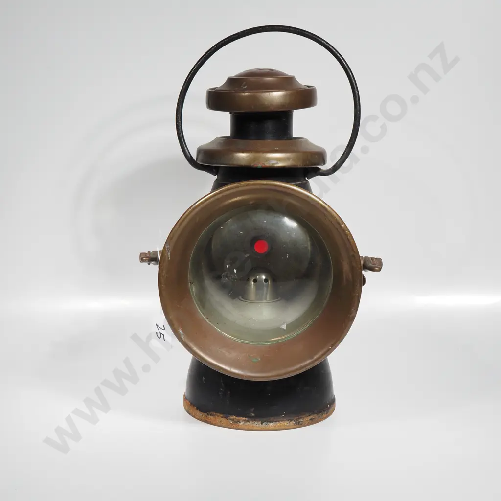Vintage Joseph Lucas Ltd 'King of the Road' Carriage Lamp Model 742 in Brass & Black Painted Steel Image 1++