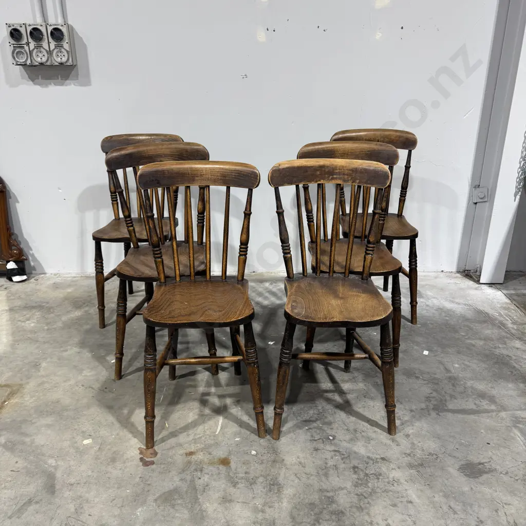 Set of Six Vintage Stick Back Windsor Elm Kitchen/ Dining Chairs Image 1++