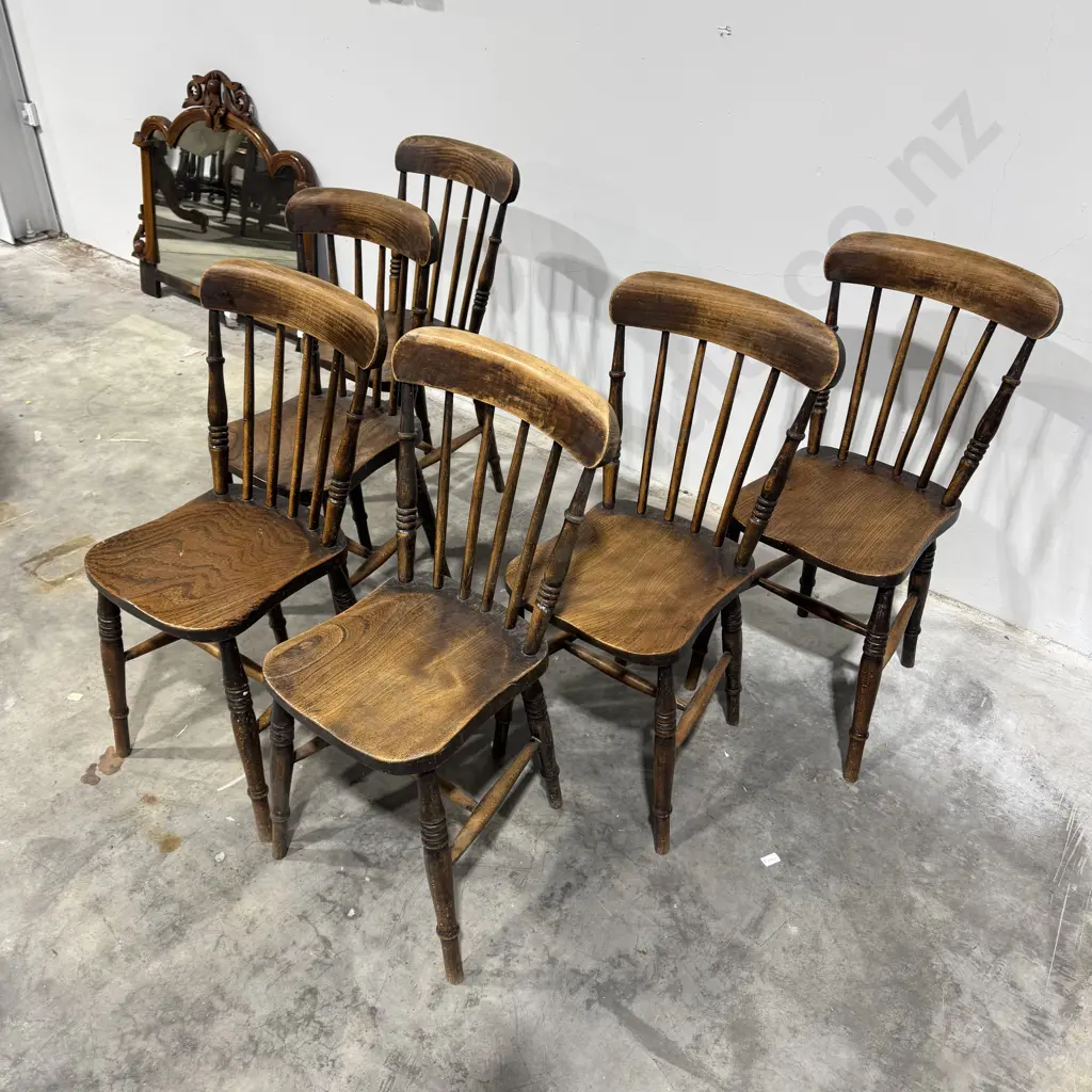 Set of Six Vintage Stick Back Windsor Elm Kitchen/ Dining Chairs Image 1++