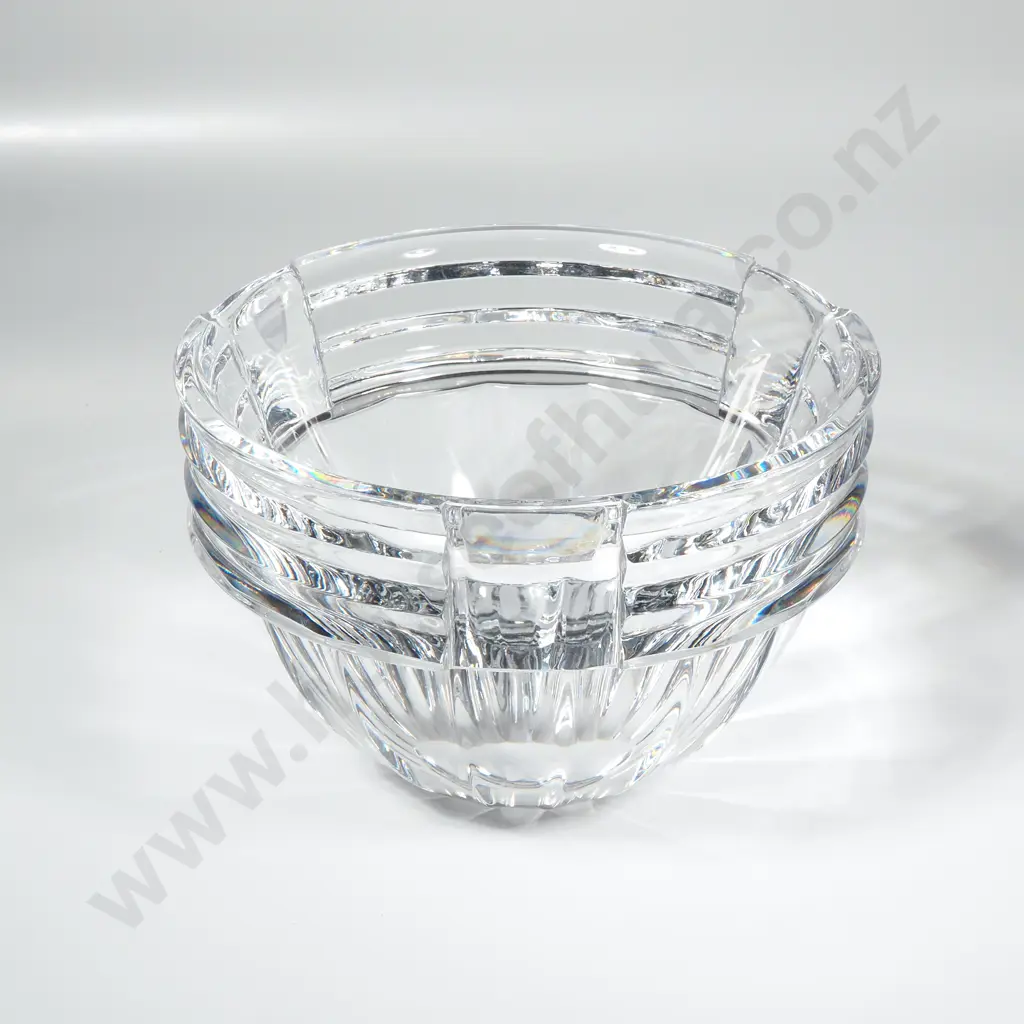 Orrefors Art Deco Style Geometric Crystal Bowl Designed by Erika Lagerbielke Image 1++