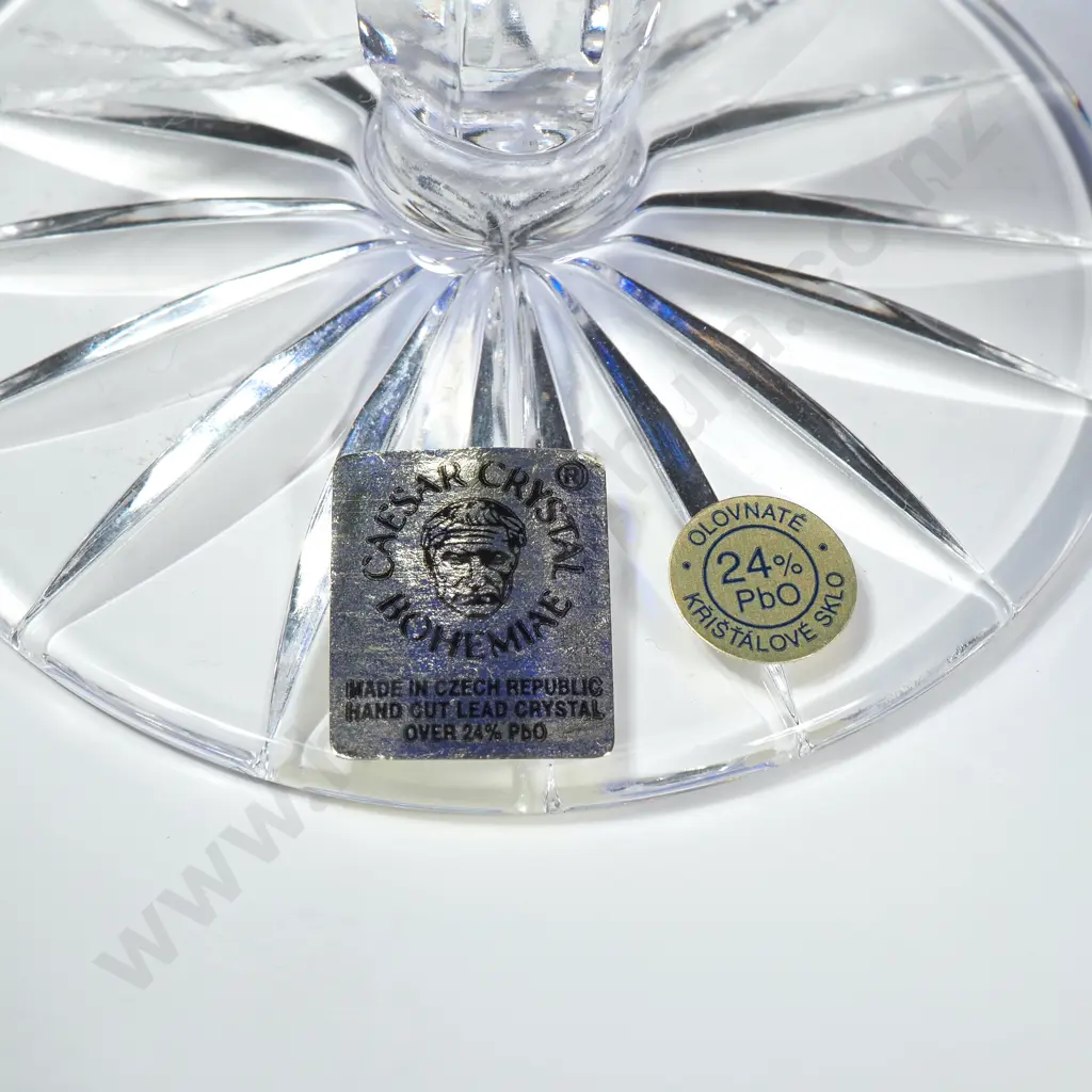 Bohemian Blue Cut Caesar Crystal Stemmed Wine Glass Image 1++