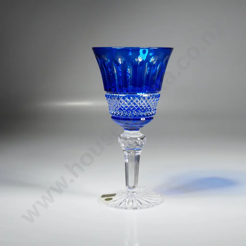 Bohemian Blue Cut Caesar Crystal Stemmed Wine Glass Image 1++