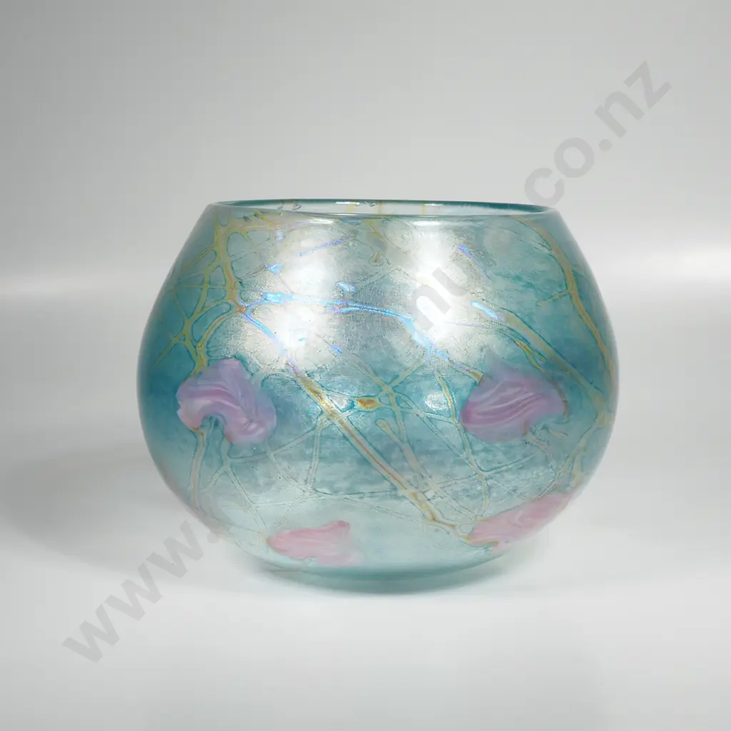 Siddy Langley Vintage British Studio Blue Art Glass Bowl, Signed & Dated 1993 Image 1++