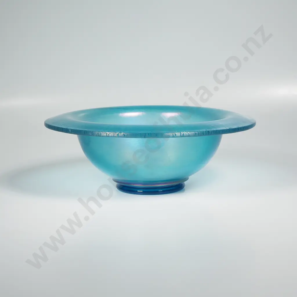 Steuben (American) Blue Aurene on Calcite Glass Bowl, Ca. 1920, Image 1++