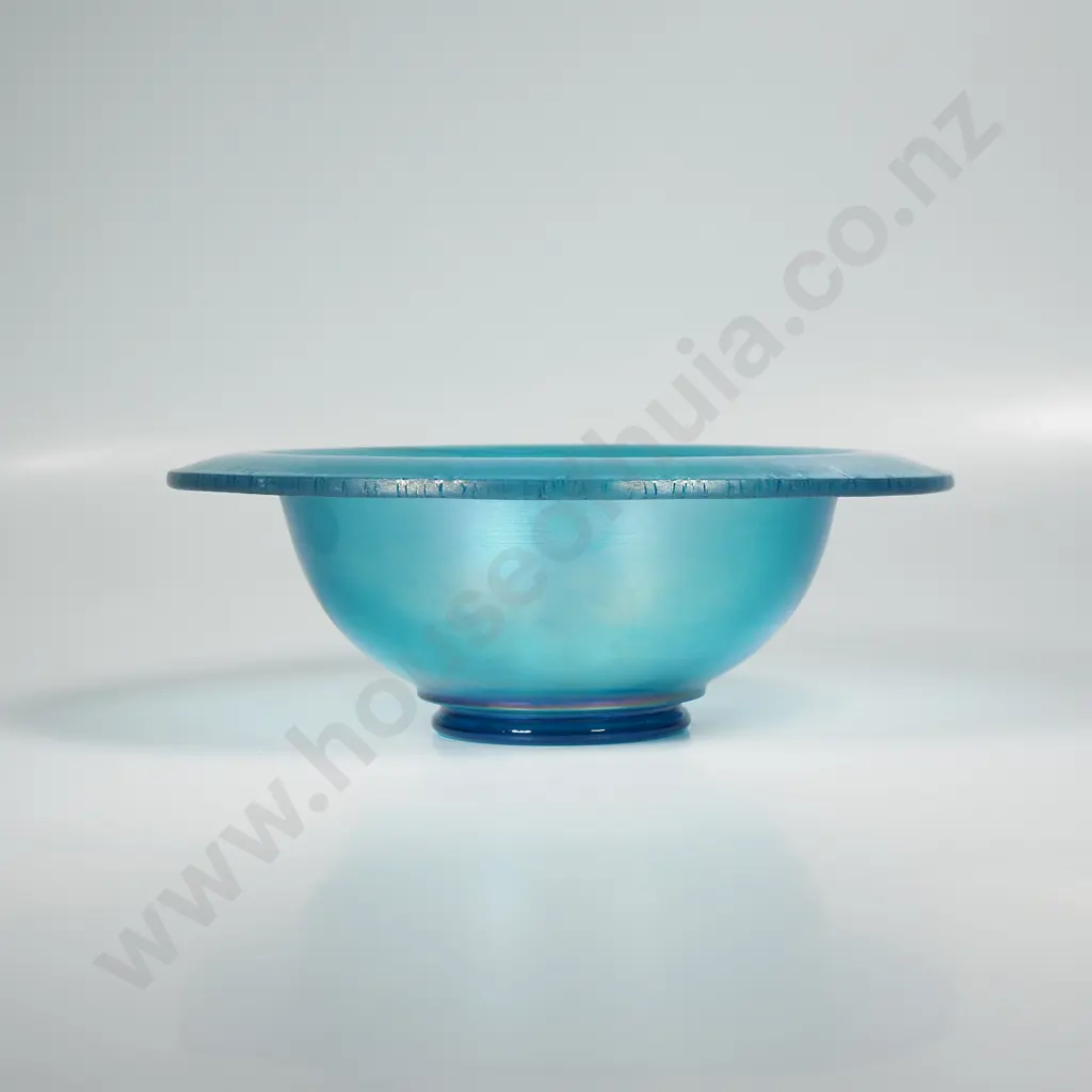 Steuben (American) Blue Aurene on Calcite Glass Bowl, Ca. 1920, Image 1++