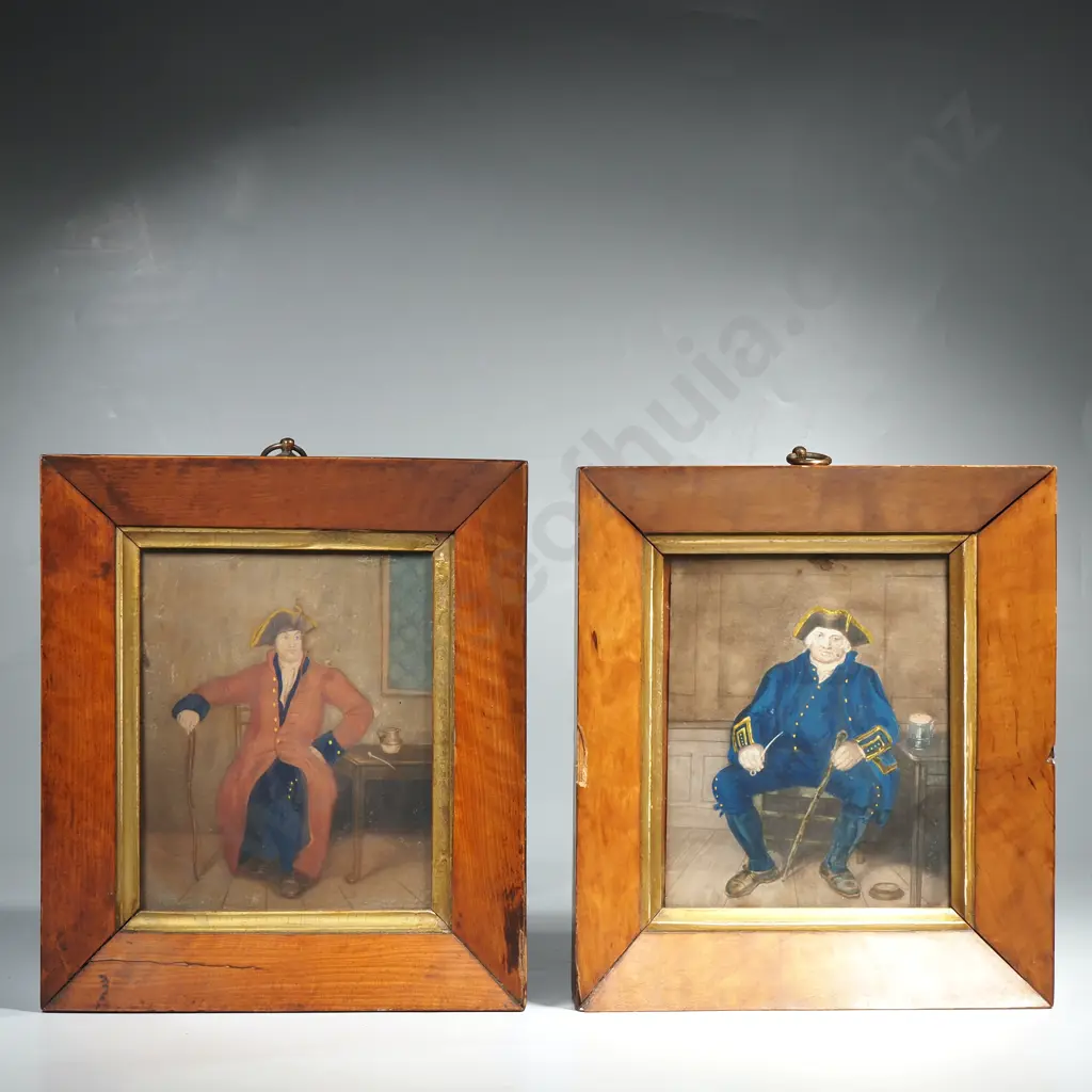 Artist Unknown, 18th Century Miniature PortraitsDepicting Seated Gentlemen in Uniform, Watercolour & Gouache Image 1++