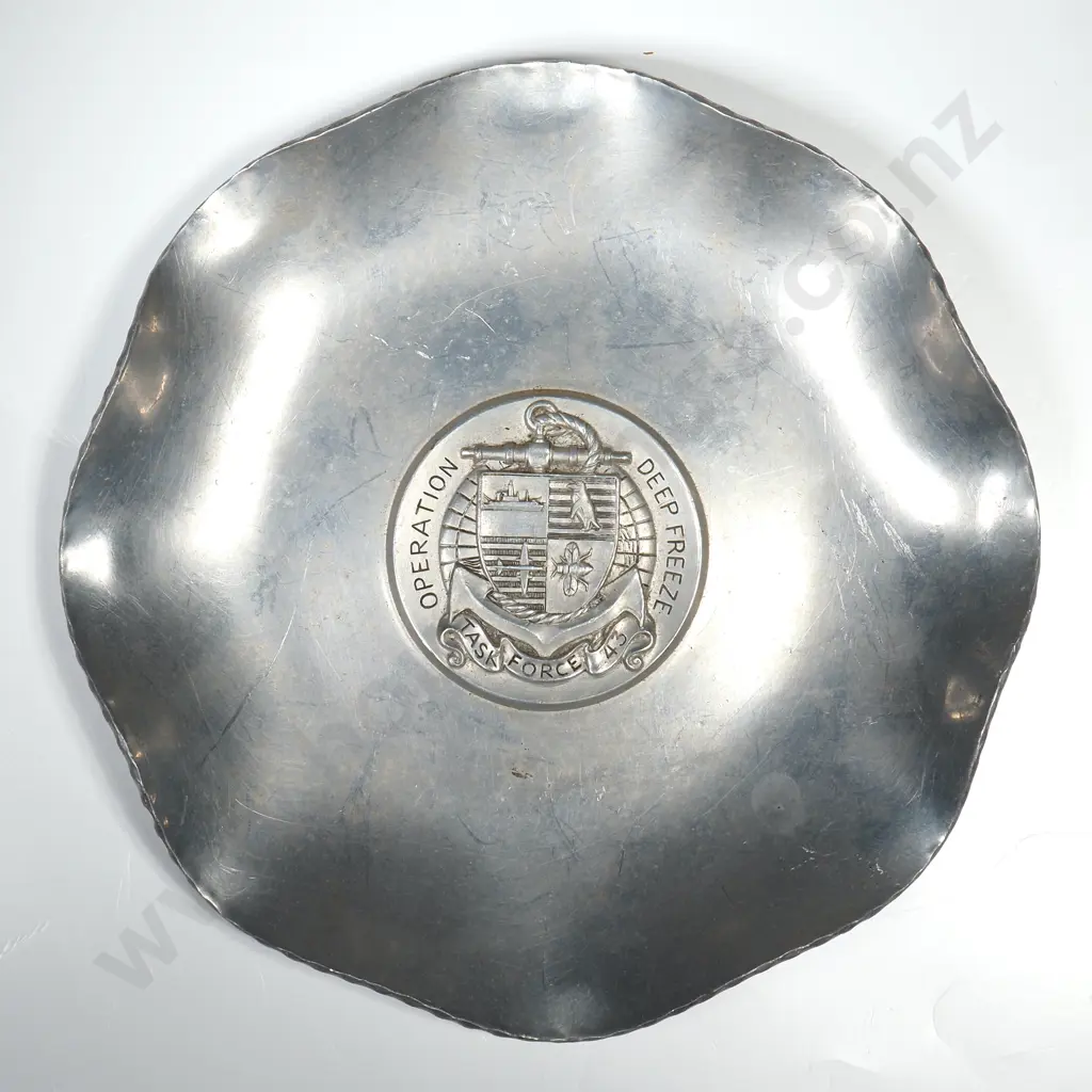 Operation Deep Freeze Antarctic Aluminium Ashtray w Wall Hanging Attachment Image 1++
