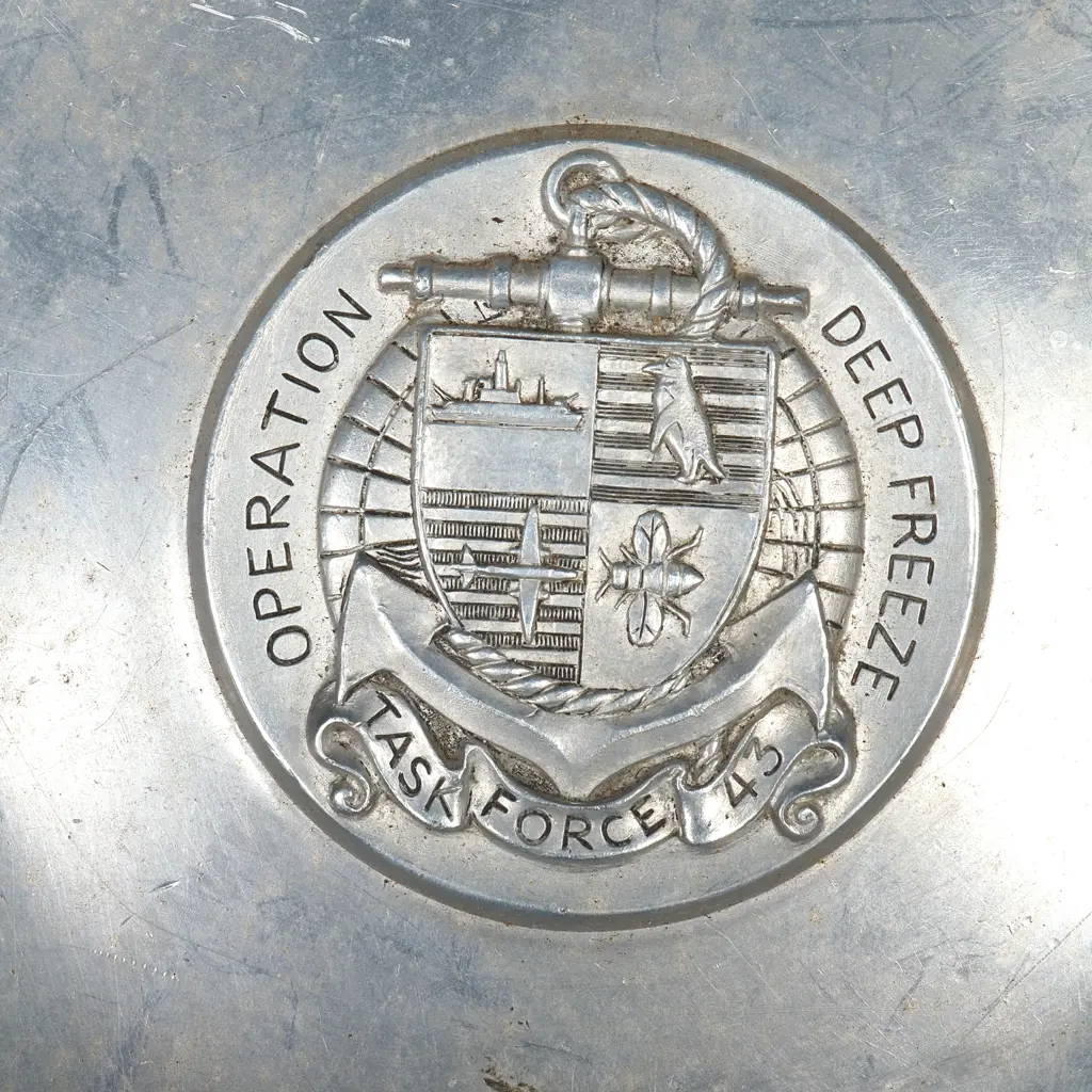 Operation Deep Freeze Antarctic Aluminium Ashtray w Wall Hanging Attachment Image 1++