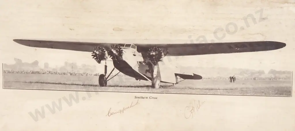 Period Photograph of the 'Southern Cross' Signed by Sir Charles Kingsford-Smith & Charles Ulm- Historically Important Image 1++