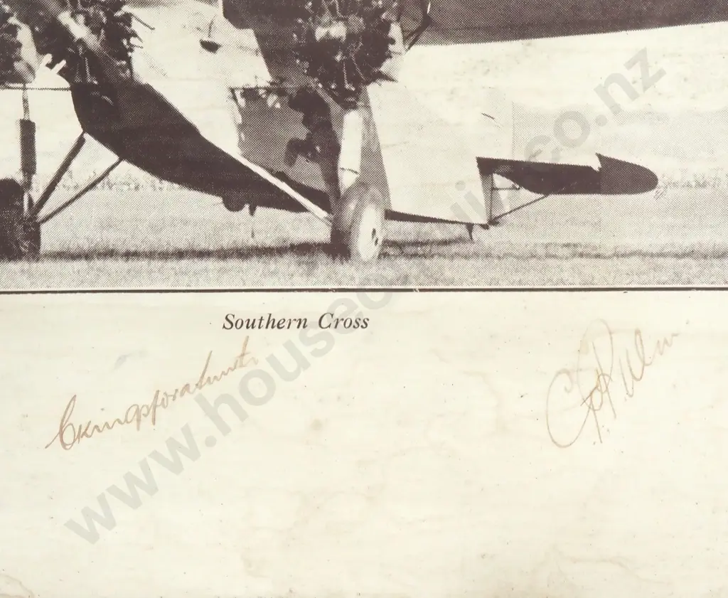 Period Photograph of the 'Southern Cross' Signed by Sir Charles Kingsford-Smith & Charles Ulm- Historically Important Image 1++