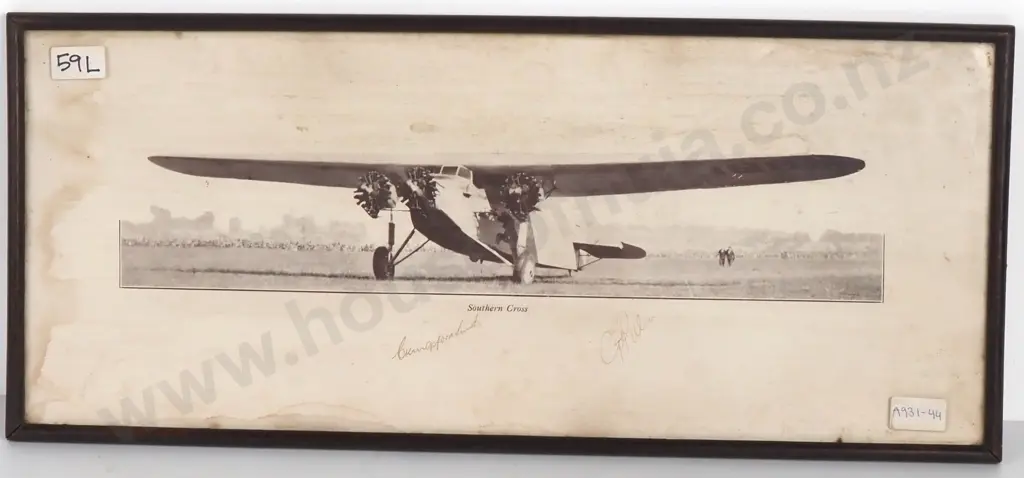 Period Photograph of the 'Southern Cross' Signed by Sir Charles Kingsford-Smith & Charles Ulm- Historically Important Image 1++