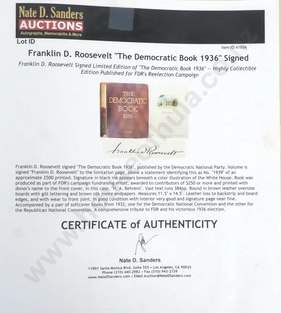 The Democratic Book 1936, Signed by FD Roosevelt Image 1++