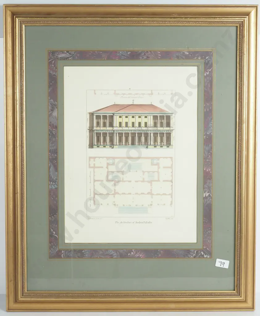 Hand Coloured Architectural Print from Giacomo Leoni's 18th Century Edition of 'The Architecture of Andrea Palladio' Image 1++