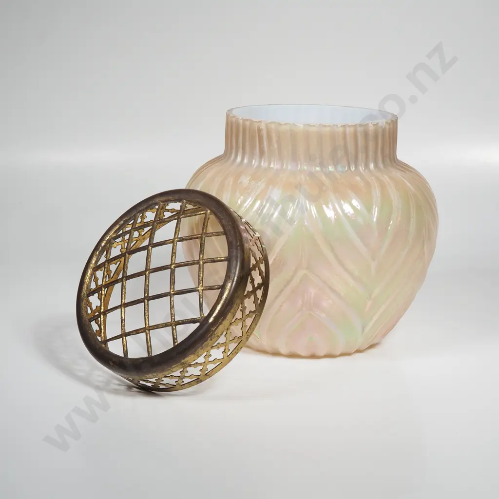 Antique Opalescent Glass Flower Vase Image 1++