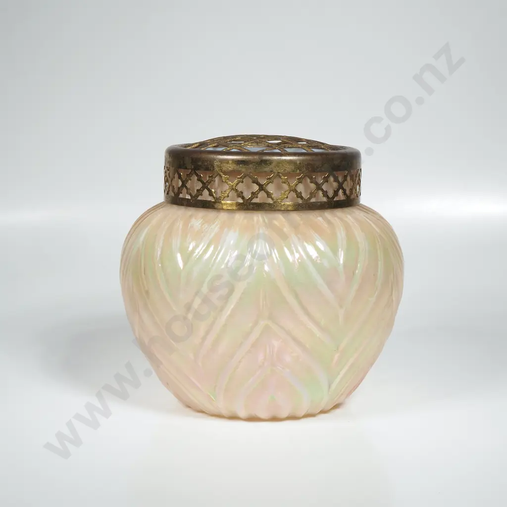 Antique Opalescent Glass Flower Vase Image 1++