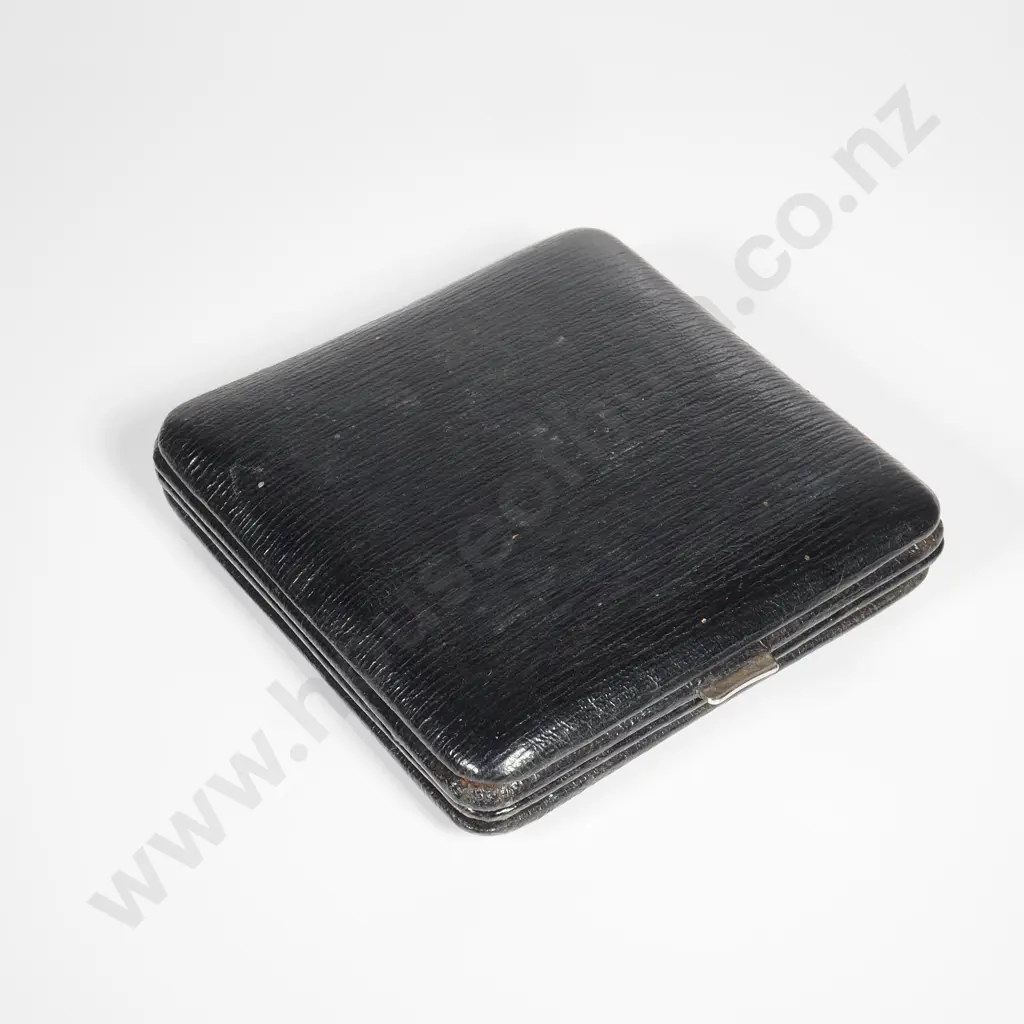 Vintage 8 Day Travel Clock from the Early 1900s w Swiss Movement in a Black Leather Case Image 1++