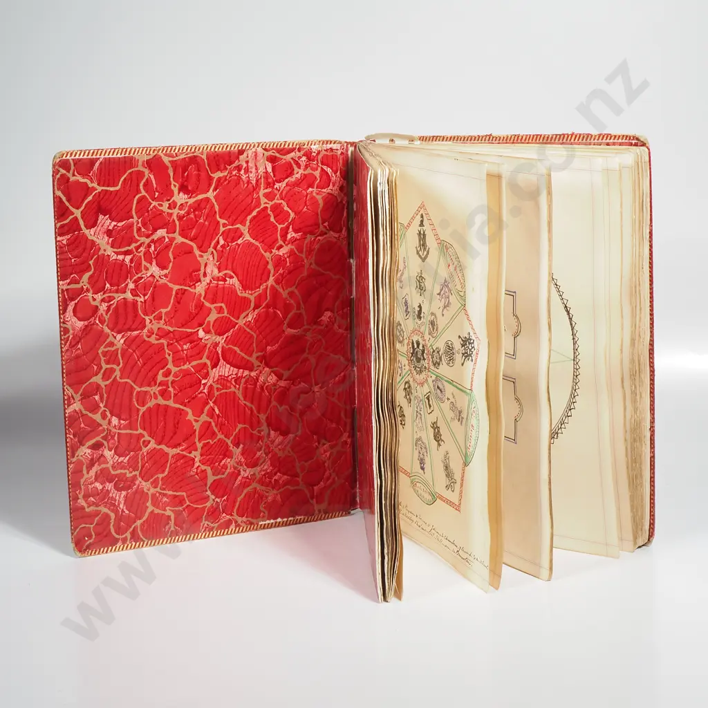Victorian Album Containing Crests & Monograms in a Red Leather Album Image 1++