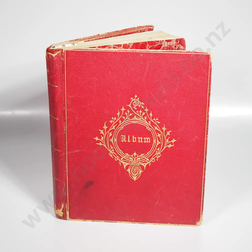 Victorian Album Containing Crests & Monograms in a Red Leather Album Image 1++