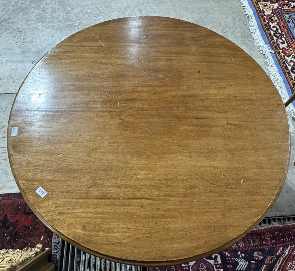 Victorian Mahogany Breakfast Table on a Carved Tripod Base Image 1++