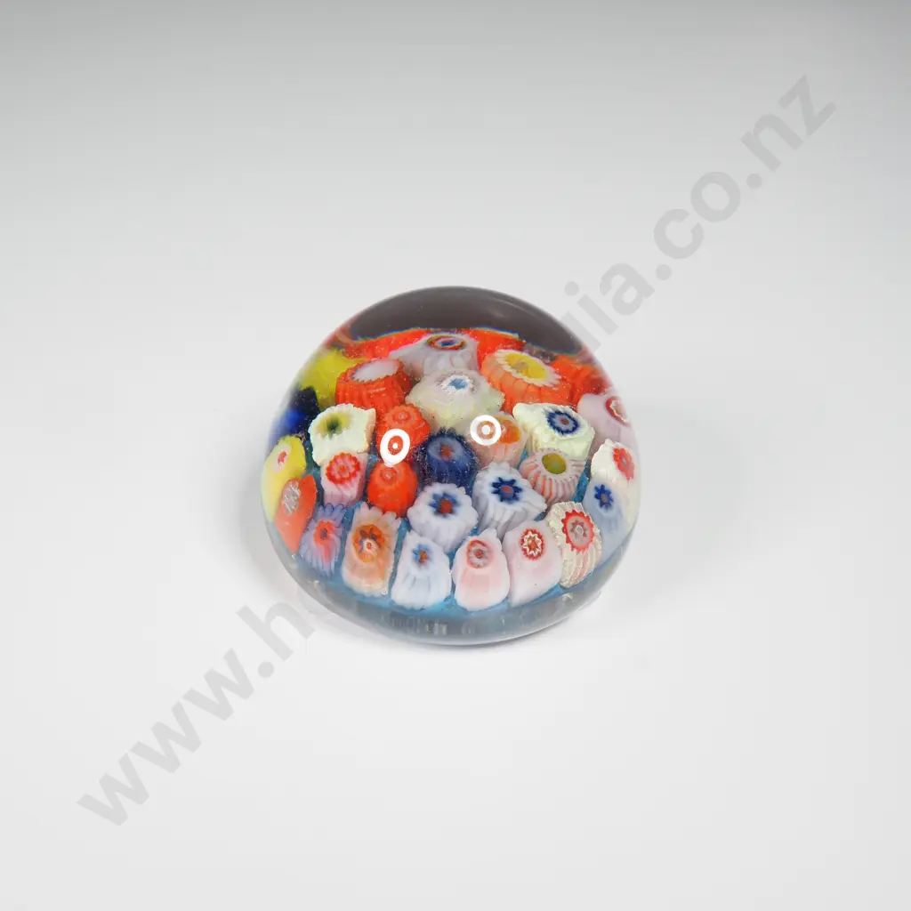 Small Strathearn Art Glass Paperweight w Closepack Millefiori Design Image 1++