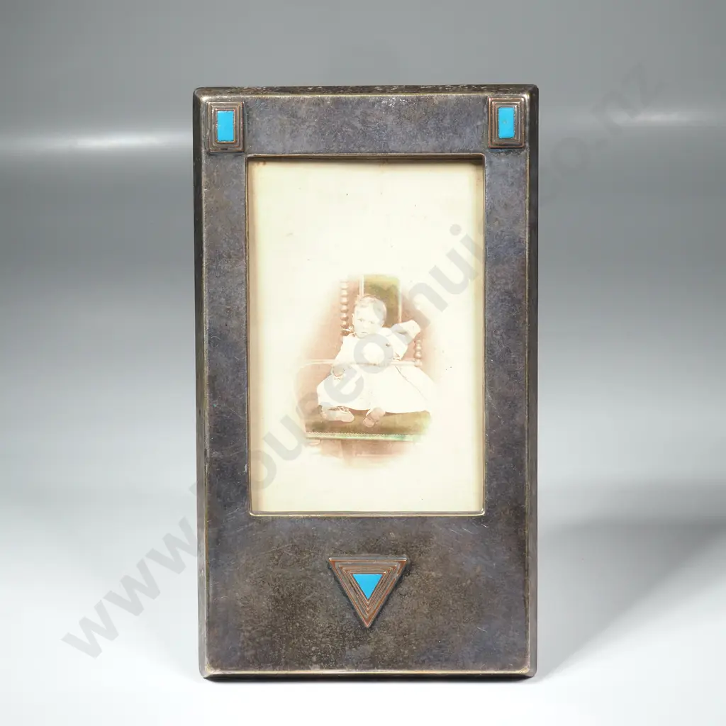 Silver Plate WMF Art Deco Photo Frame w Enamel Insets Image 1++