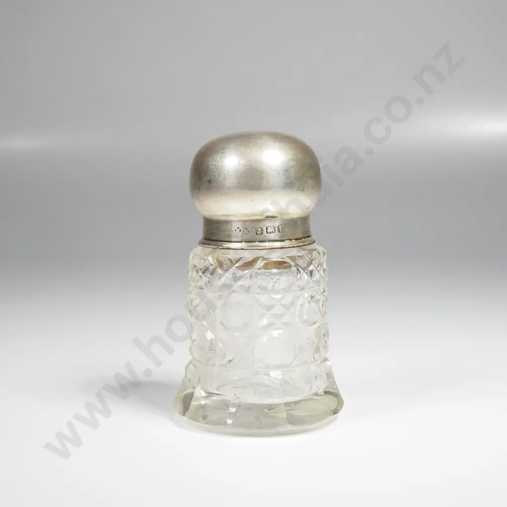 Antique Sterling Silver Topped & Cut Glass Scent Bottle Image 1++