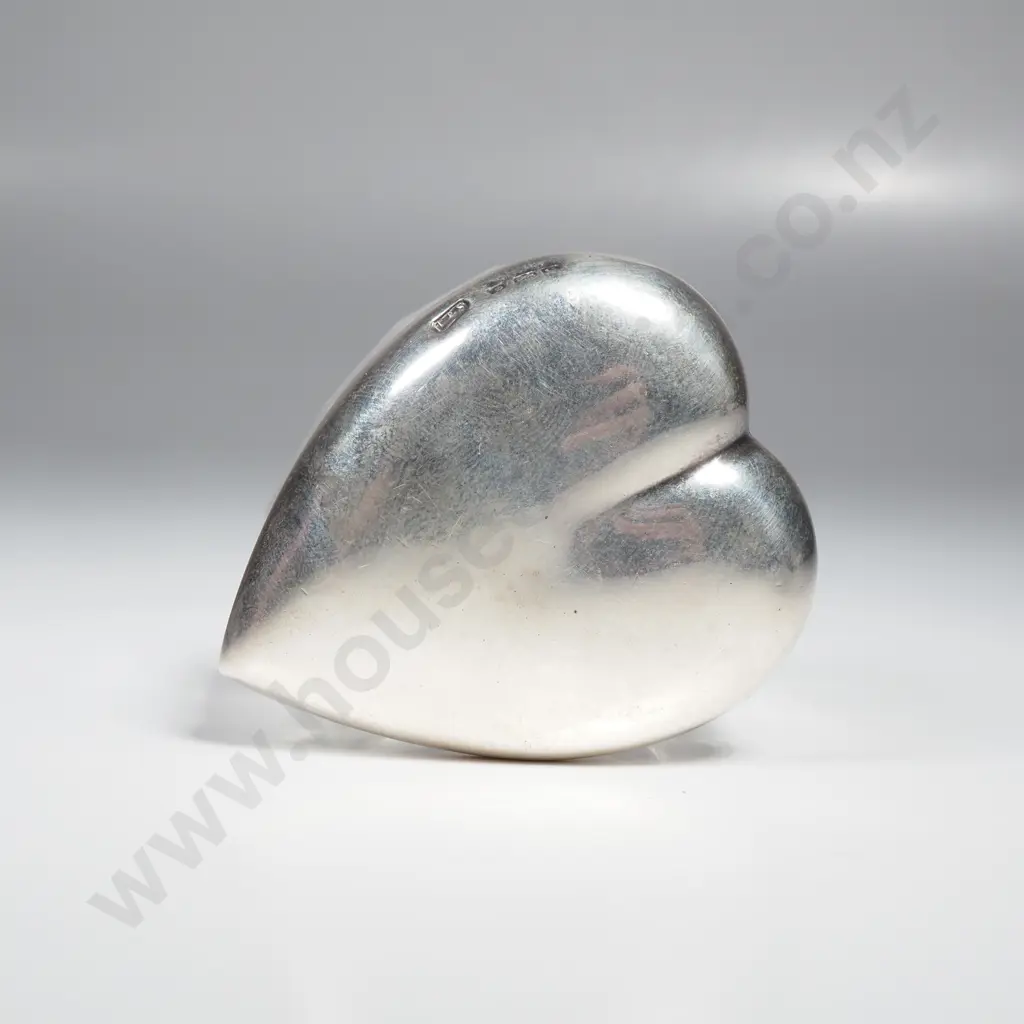 Heart shaped cut glass dressing table container with sterling silver top, HM Birmingham 1902 Image 1++