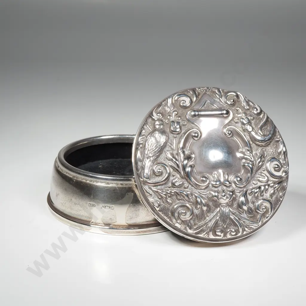 Sterling Silver Dressing Table Box w Velvet Lining A/F Image 1++