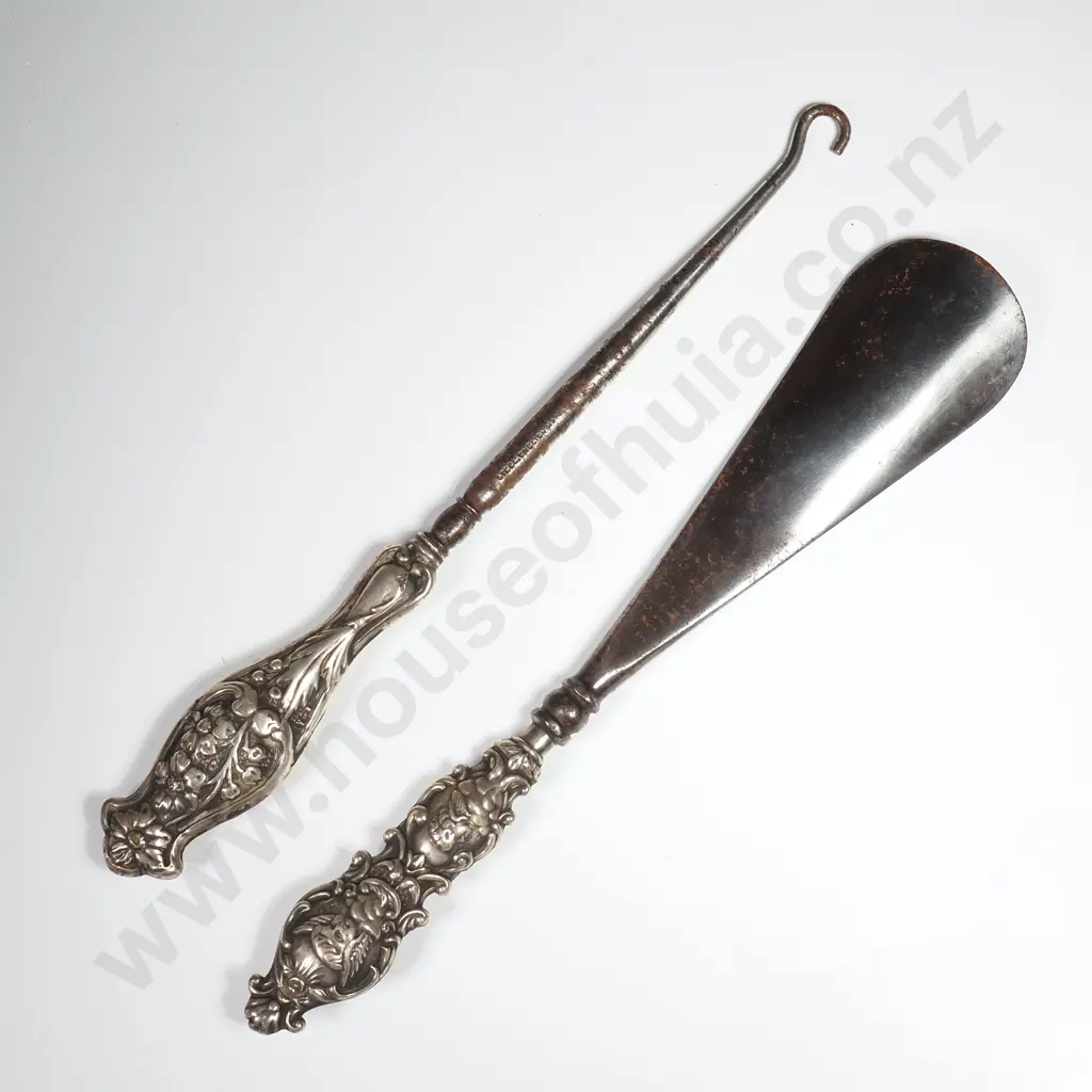 Antique Sterling Silver handled Boot Hook & Shoe Horn Image 1++