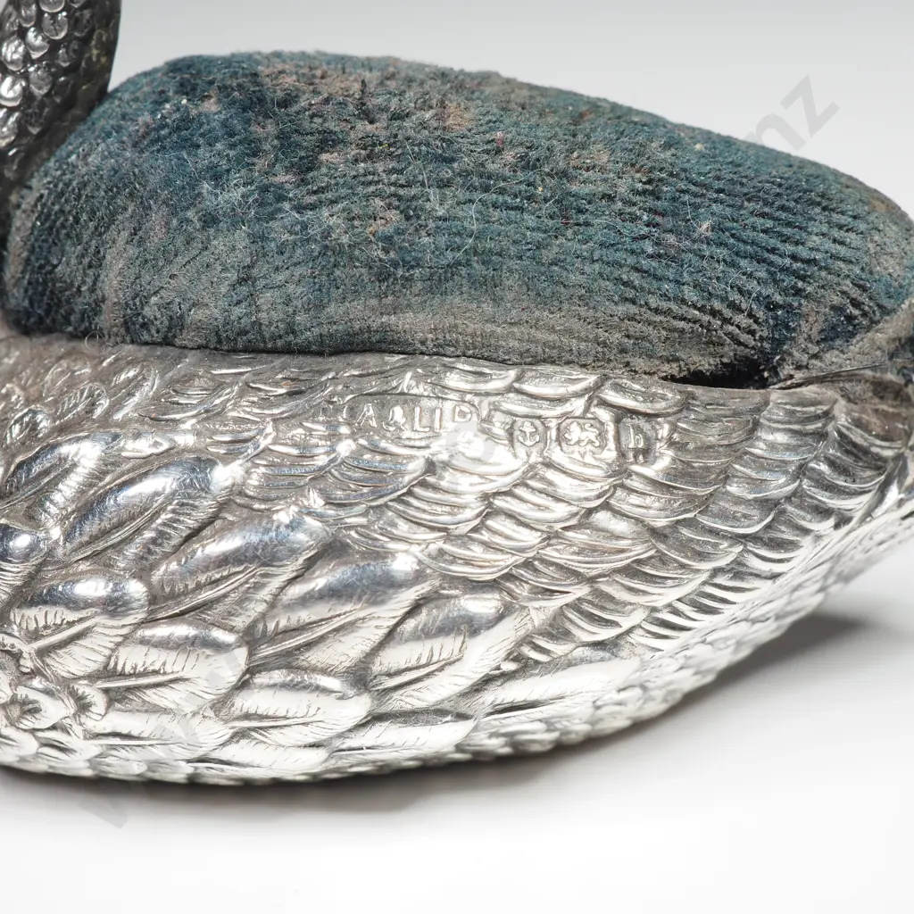 Sterling Silver Medium Size Pin Cushion in the Form of a Swan Image 1++