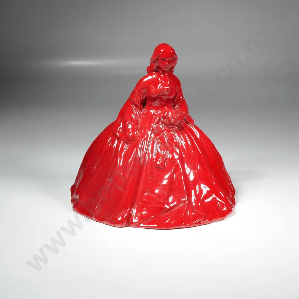 Royal Doulton Flambe Figure depicting a Young Woman in a Crinoline Dress Image 1++